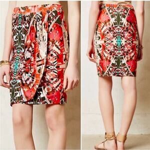 ANTHROPOLOGIE MAEVE LIGEIA FAUX WRAP MINI SKIRT TRIBAL PRINT SMALL